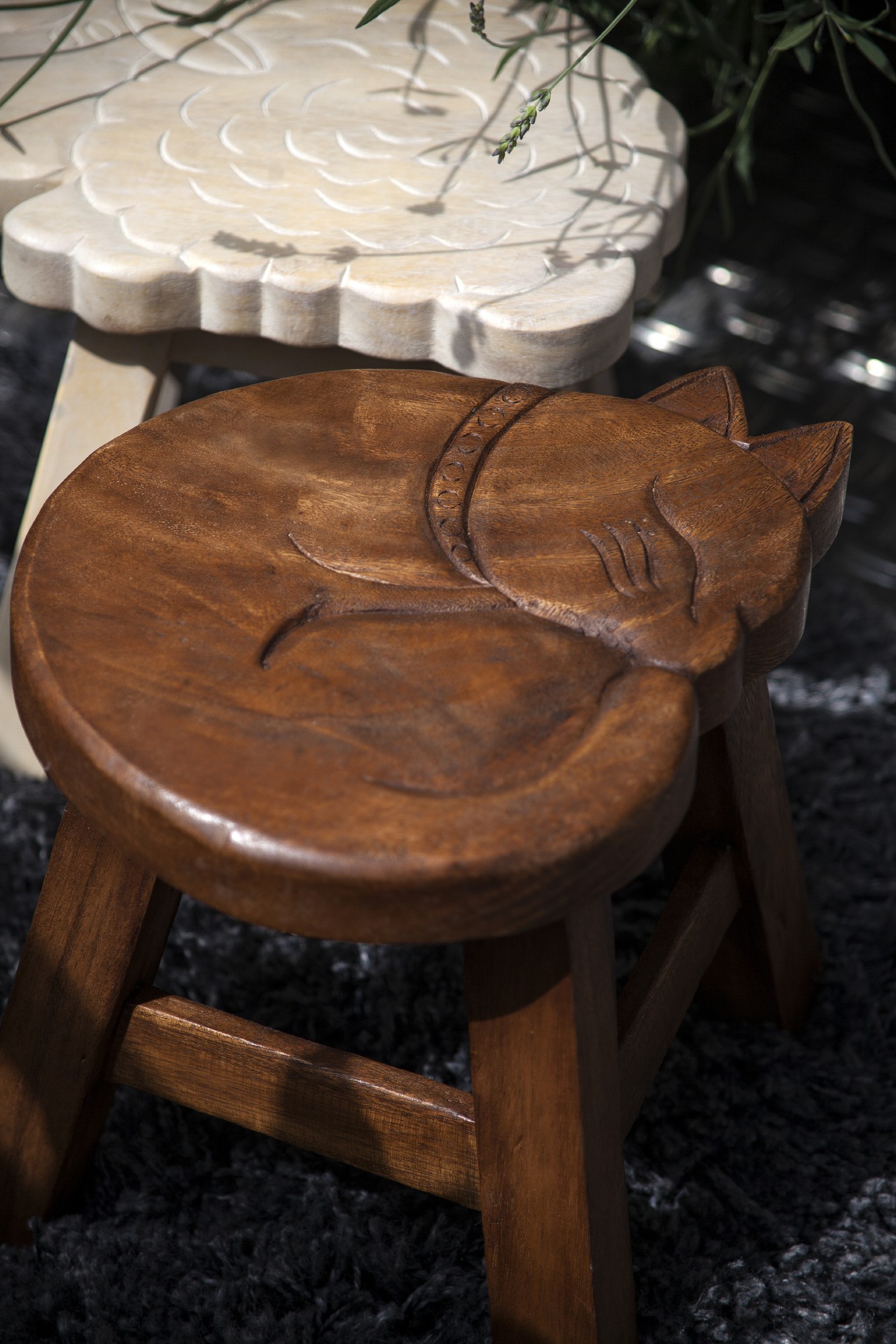 Hocker 'Katze', natur, H 25 cm, Ø 25 cm von fischer's lagerhaus