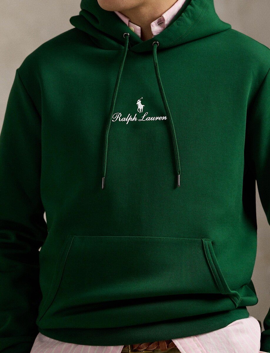 POLO RALPH LAUREN<br>Moletom com capuz confeccionado em tecido de malha dupla