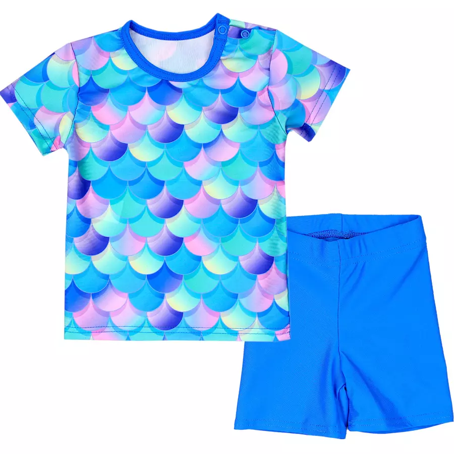 Aquarti Baby Mädchen Zweiteiler Badeanzug Bade-Set Bade T-Shirt Badehose violett