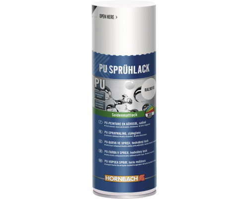 HORNBACH PU spuitverf RAL9010 wit satijnglans 400 ml