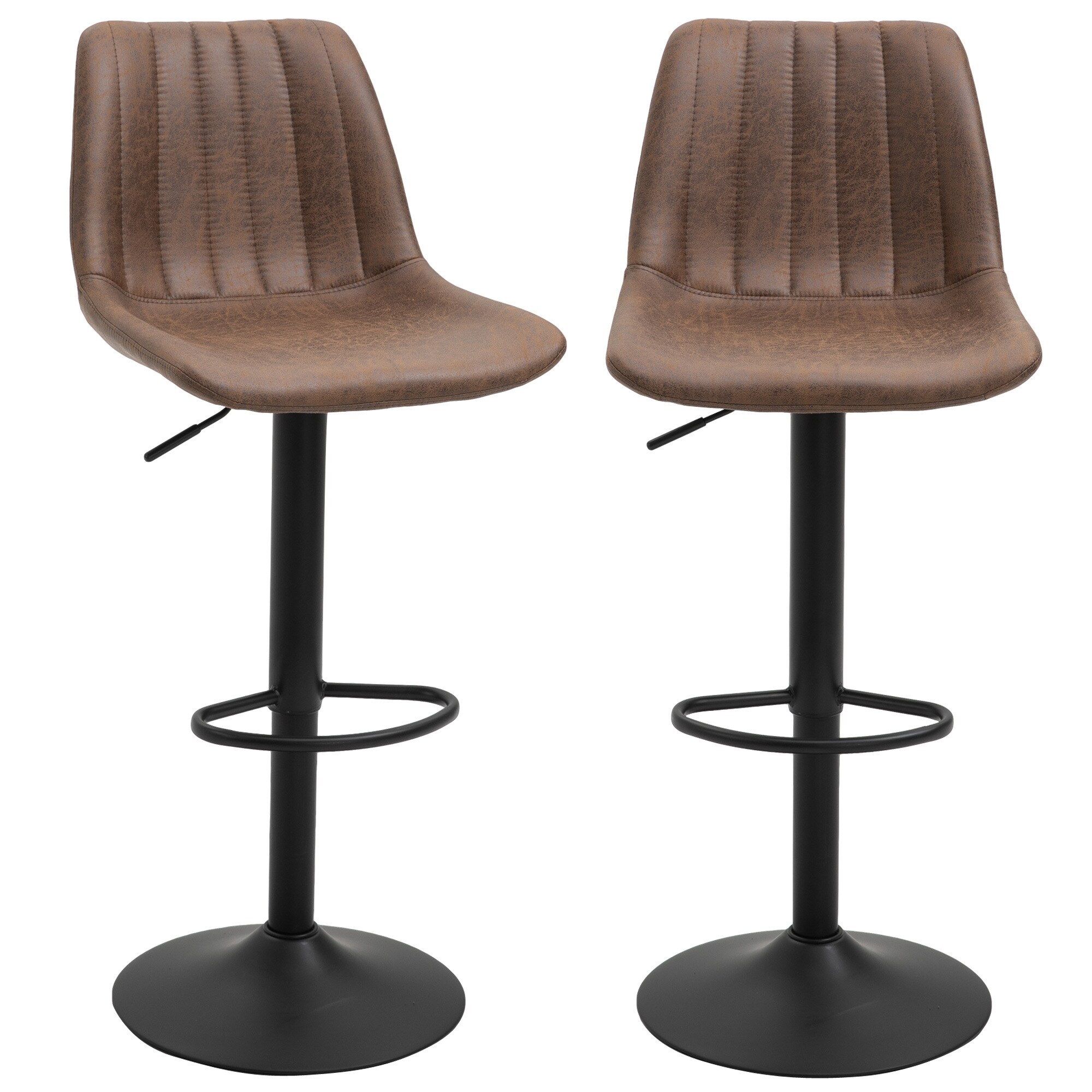 HOMCOM Barstuhl mit Fußstützen braun 43L x 46,5B x 89-110H cm