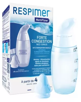 NetiFlow Kit d'Irrigation Nasale - Respimer - 1 Dispositif + 6 Sachets