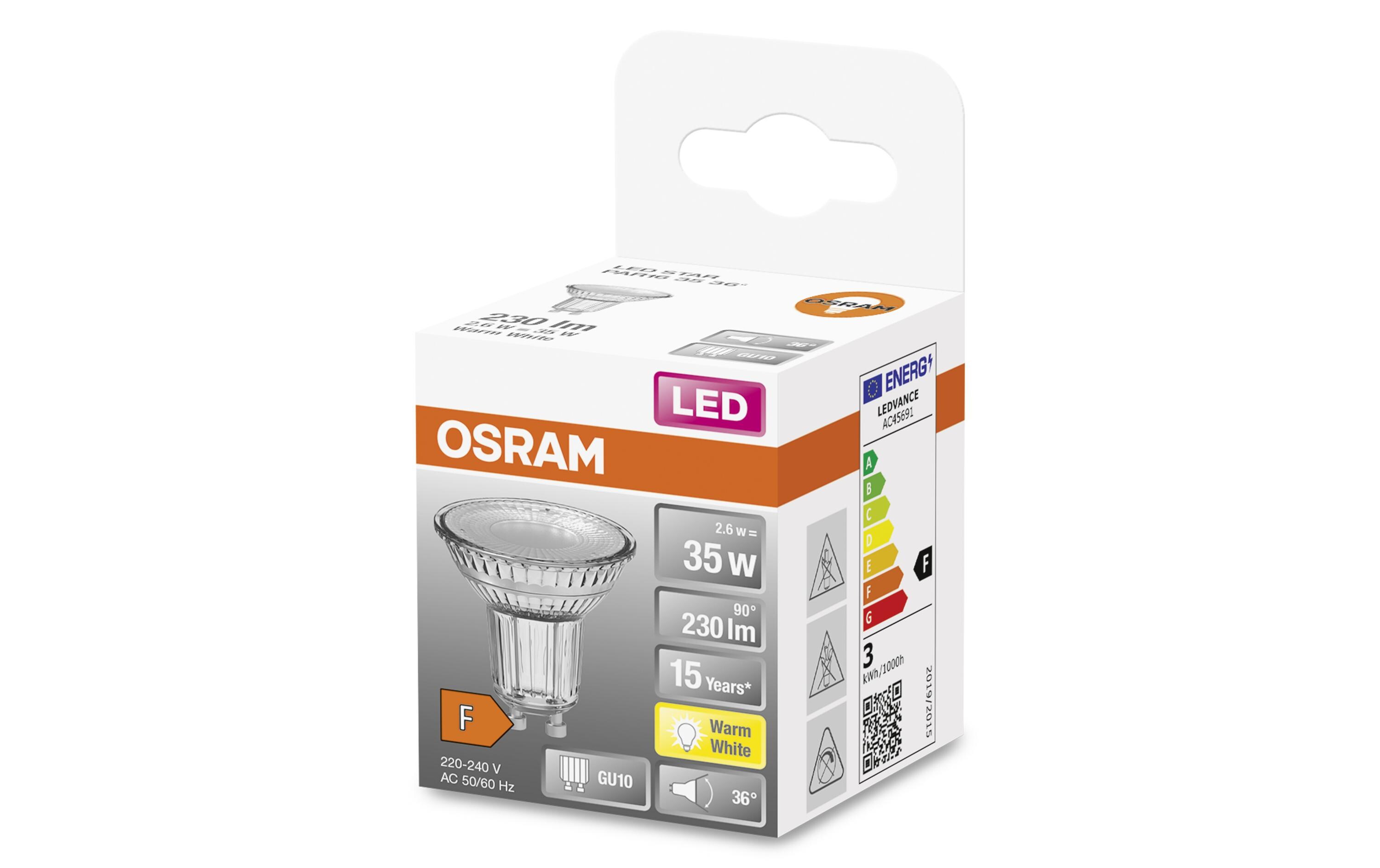 Lampe Star PAR16, 2.6W, GU10 WarmweissLED-Reflektorlampe PAR16 mit Retrofit-Stecksockel