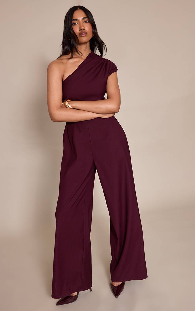 Prune Combinaison Pantalon Large Froncée Asymétrique PLT Label