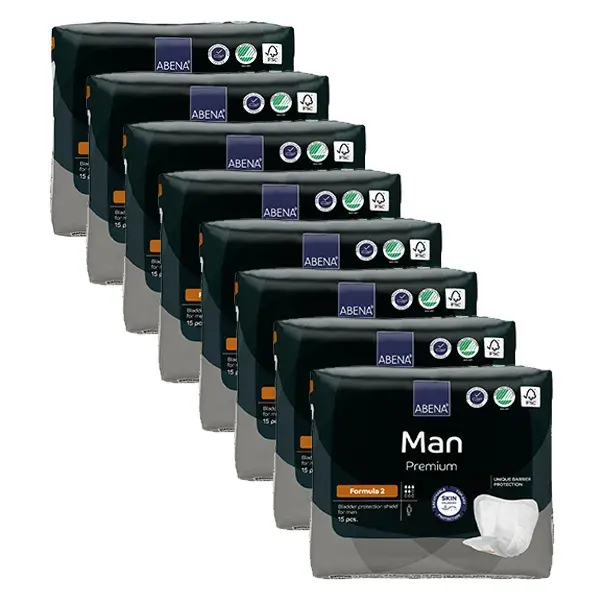 Abena Frantex Man Formula Premium Protection Masculino Tamanho 2 - 15 unidades - Pacote com 8
