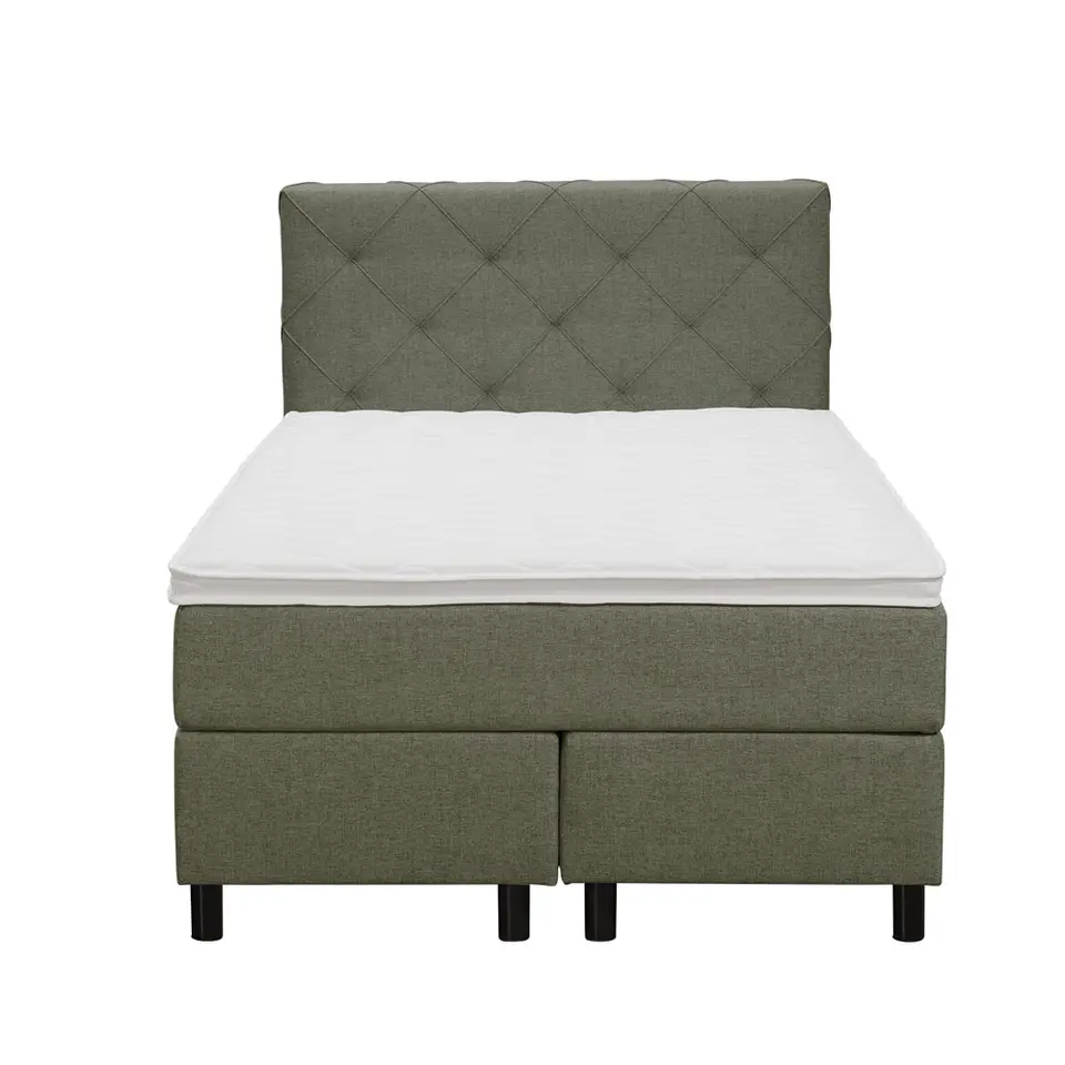 Boxspring Liv geruit - groen - 120x200 cm - ronde poot