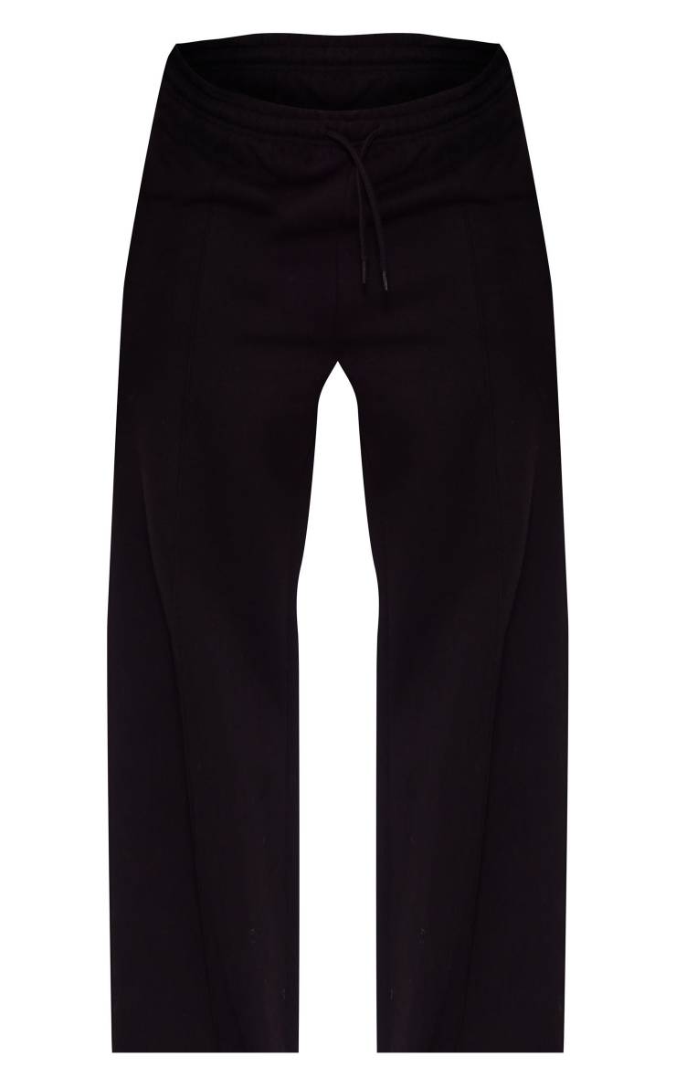 Noir Jogging Grande Taille Taille Mi-haute Jambe Droite Avec Détails De Coutures