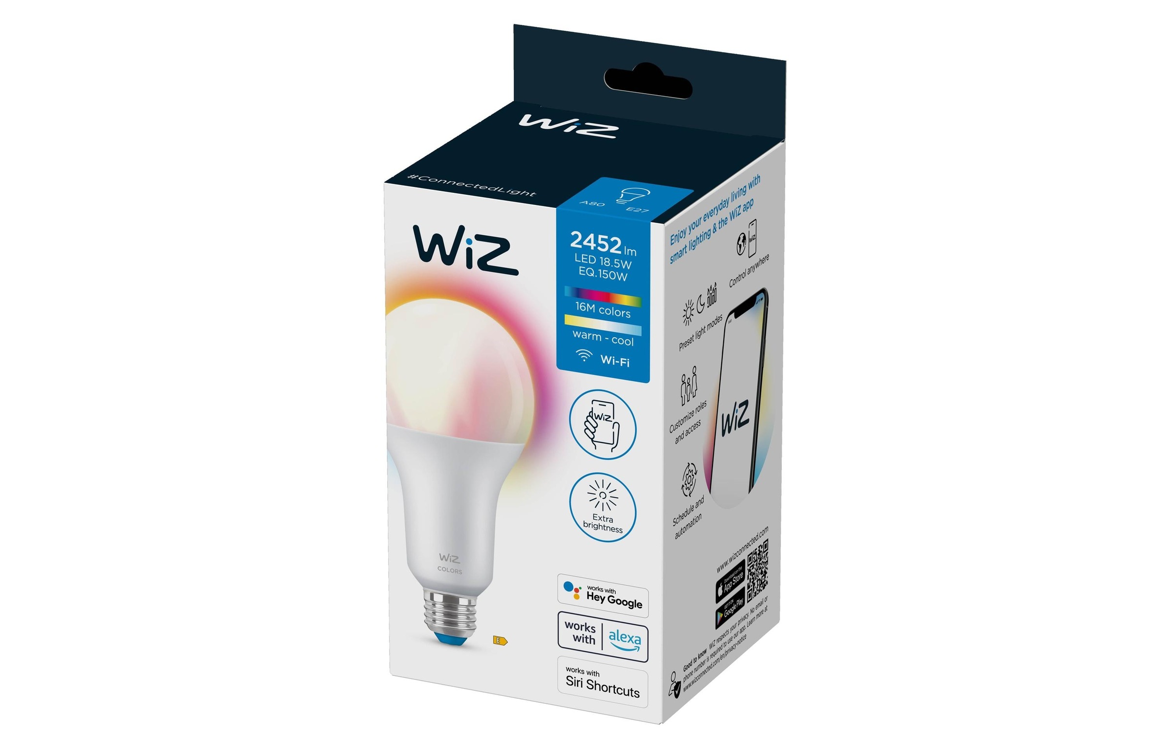 WiZ LED-Leuchtmittel »18.5W(150W) E27 A80 Tunable White&Color« E27 Farbwechsler