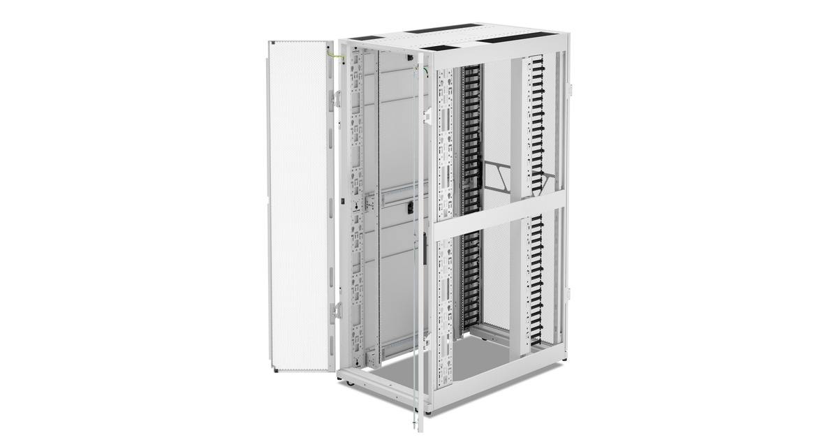 APCNetShelter SX AR3340W2, 42U server rack  (Wit/groen, 1991H x 750B x 1200D mm, met zijpanelen)