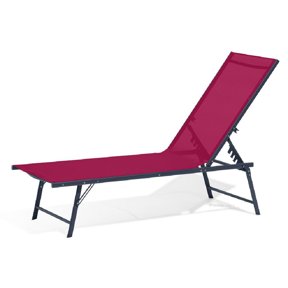 Transat bain de soleil Dream 5 positions rouge 181x55xH33/92cm