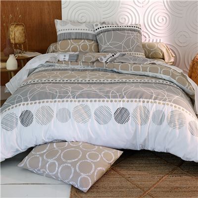 Linge de lit polycoton rayures et cercles - BECQUET CRÉATION