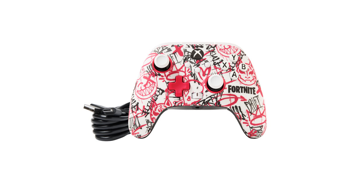 PowerASwitch WS Controller Fortnite  (Wit/rood, Xbox Series X|S, Xbox One, Windows)