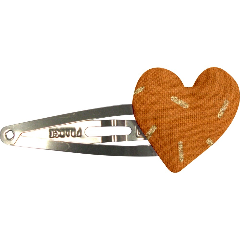 Barrette Clic-Clac Cœur Paille Dorée Caramel