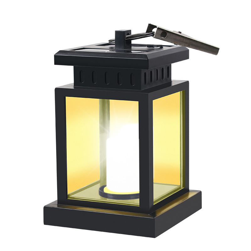 (13x9cm) LED Solar Lampe Outdoor Laterne Gartenleuchte Spritzwassergeschützt IP65 - Kerze (Warmweiss)