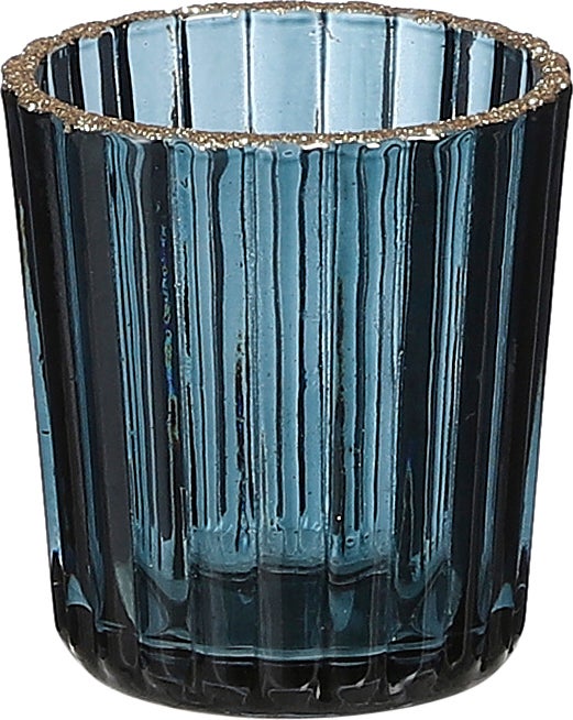 House of Seasons waxinelichthouder Loire blauw D 5,5 H 6 cm