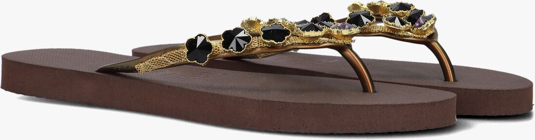 UZURII bruine uzurii teenslippers black flower