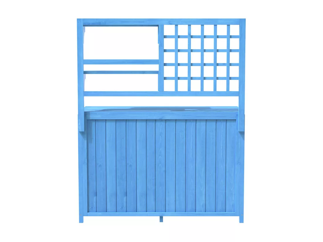 Armoire de jardin en bois avec étagères fixes pour rangement extérieur coffre d'exterieur couleur bleu marine