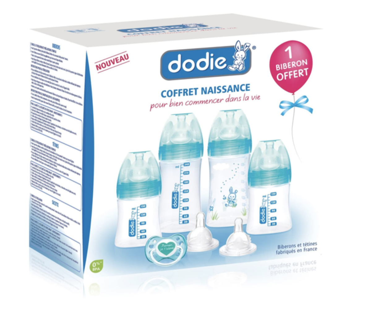 Dodie – Coffret Naissance – 4 Biberons + 2 Tétines + 1 Sucette