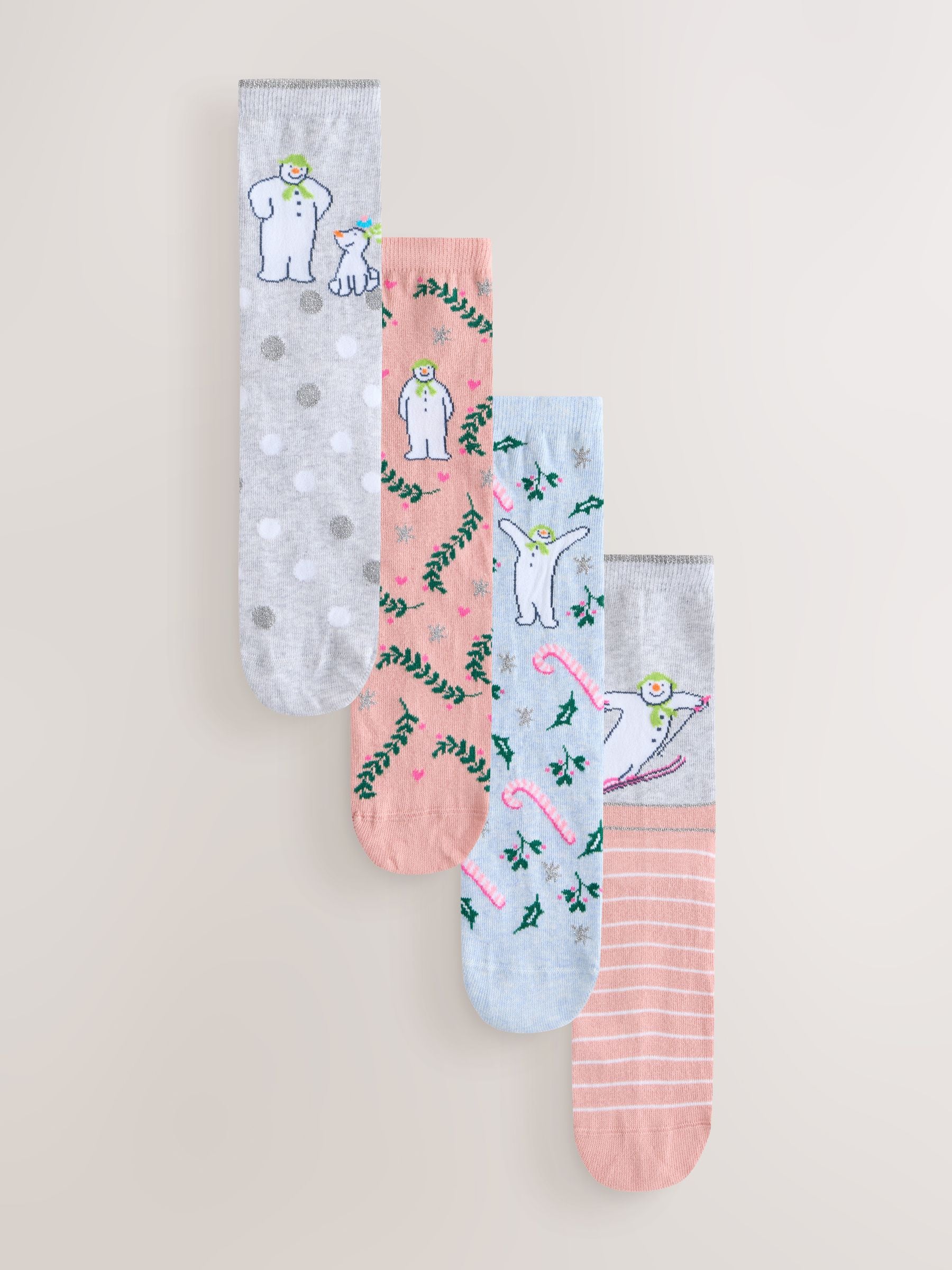 The Snowman License - 4 paar enkelsokken met kerstmotief