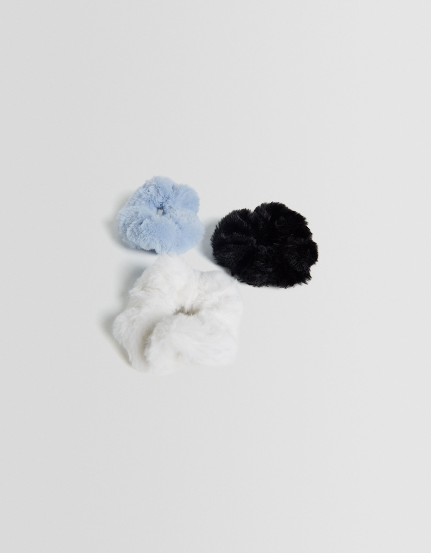 Conjunto de 3 scrunchies de pele sintética