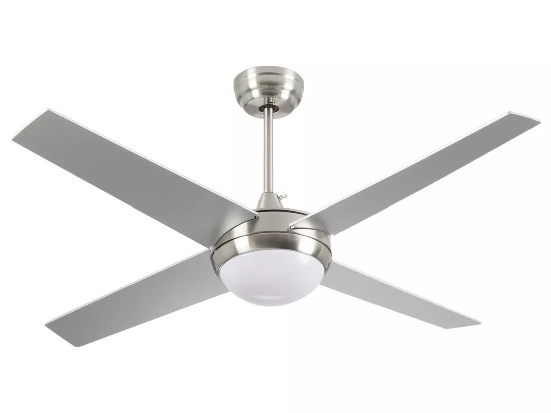 Ventilateur de plafond avec lumière 4 pales 56W 6 vitesses Montana Silver O91