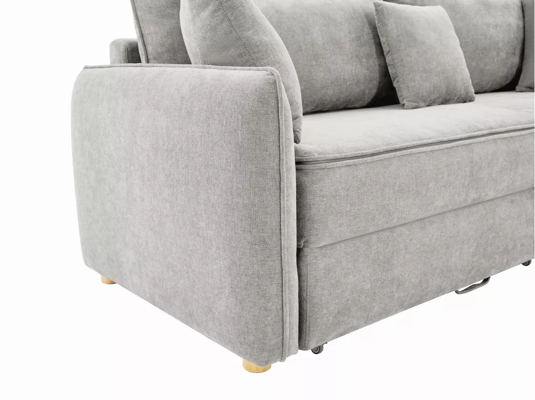 Canapé 3 places convertible en tissu gris avec assise à mémoire de forme TORNOLO
