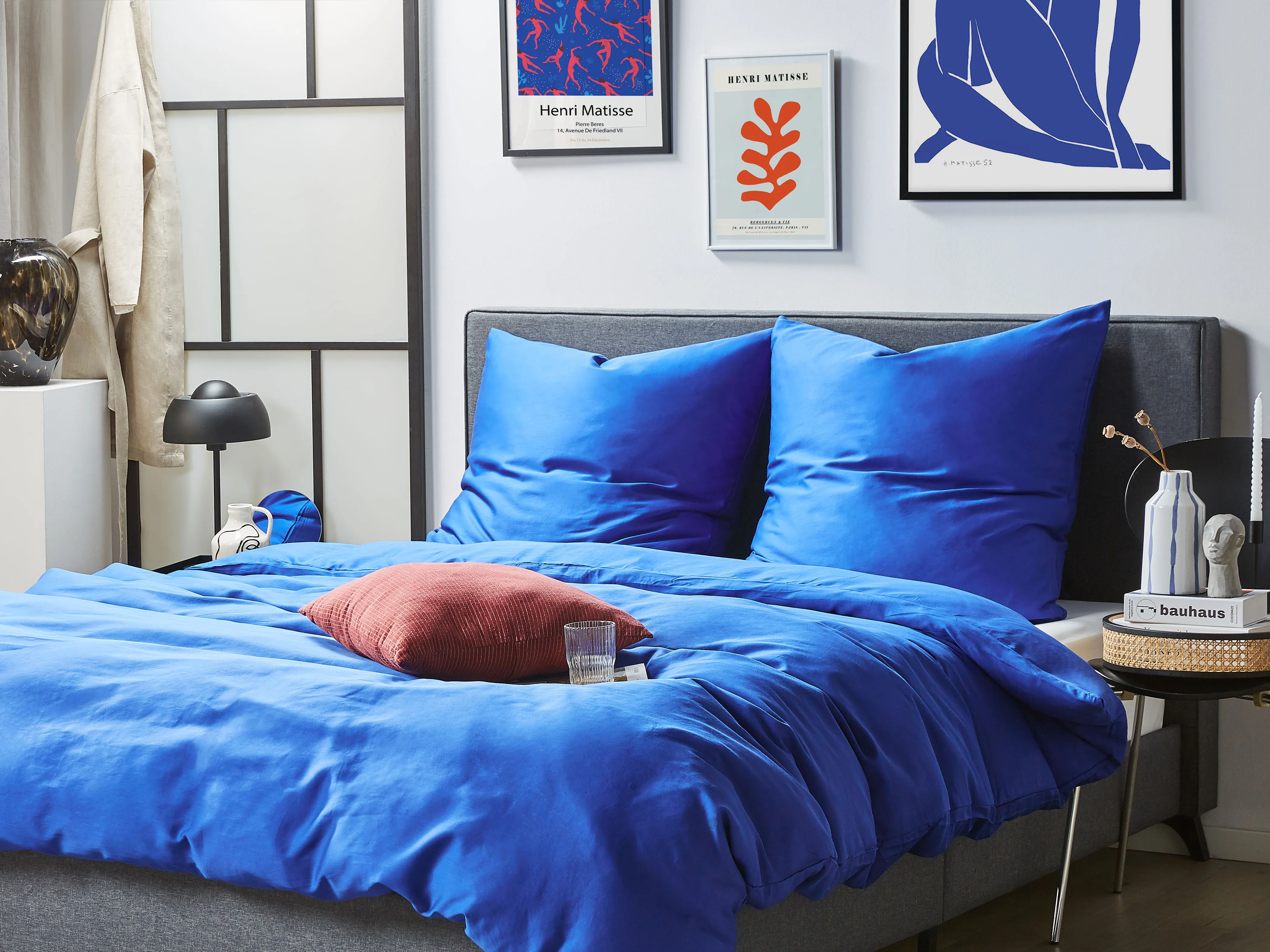 Dekbedovertrekset HARMONRIDGE Katoen-satijn 220 x 240 cm Donkerblauw