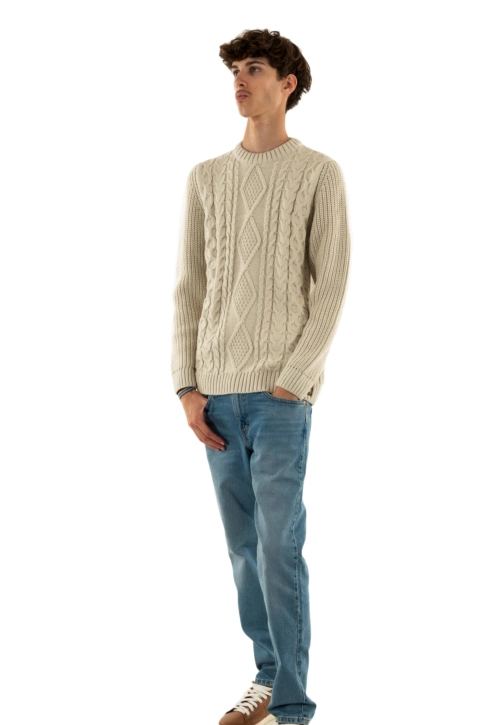 Pull hiver superdry jacob cable jumper 39e ecru