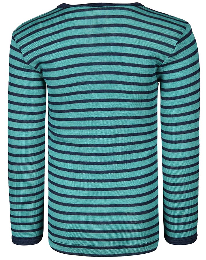 Langarm-Unterhemd STRIPES mit Seide in eisvogel/marine