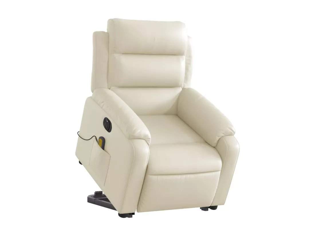 Fauteuil inclinable massant électrique crème similicuir