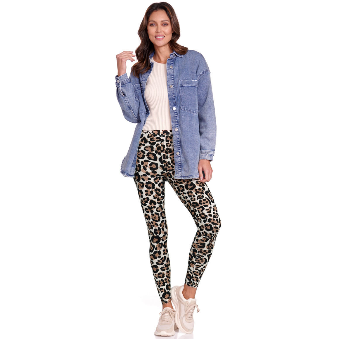 Gina Benotti Damen Leggings mit Leo-Allover cremeweiss / braun / schwarz