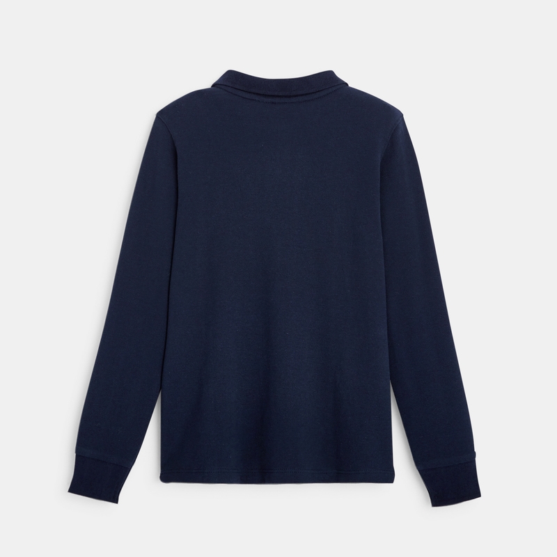 Polo manches longues bleu garçon