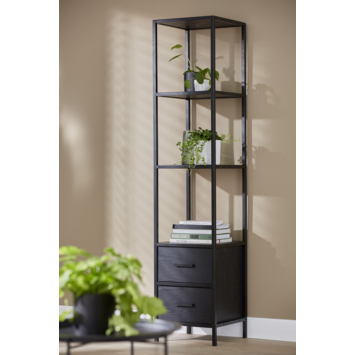 Wandkast Richard met lade metaal/mdf zwart