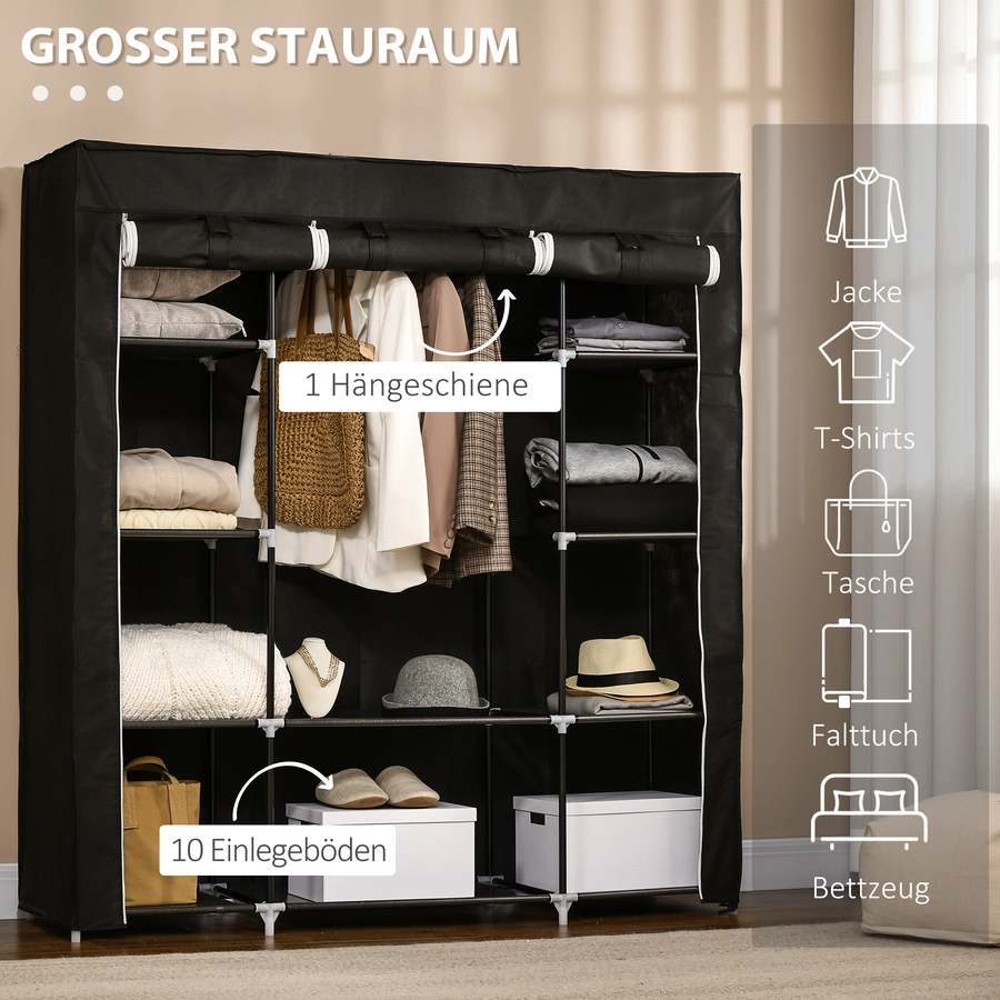 HOMCOM Stoffschrank mit Abdeckung schwarz