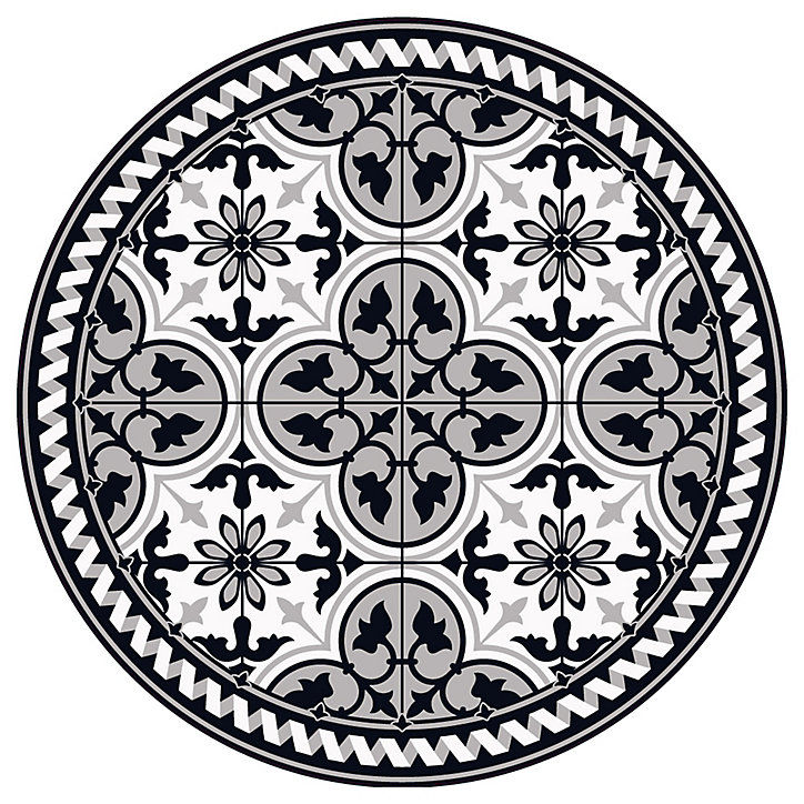 Tapis de cuisine vinyle noir et blanc Ø99 cm