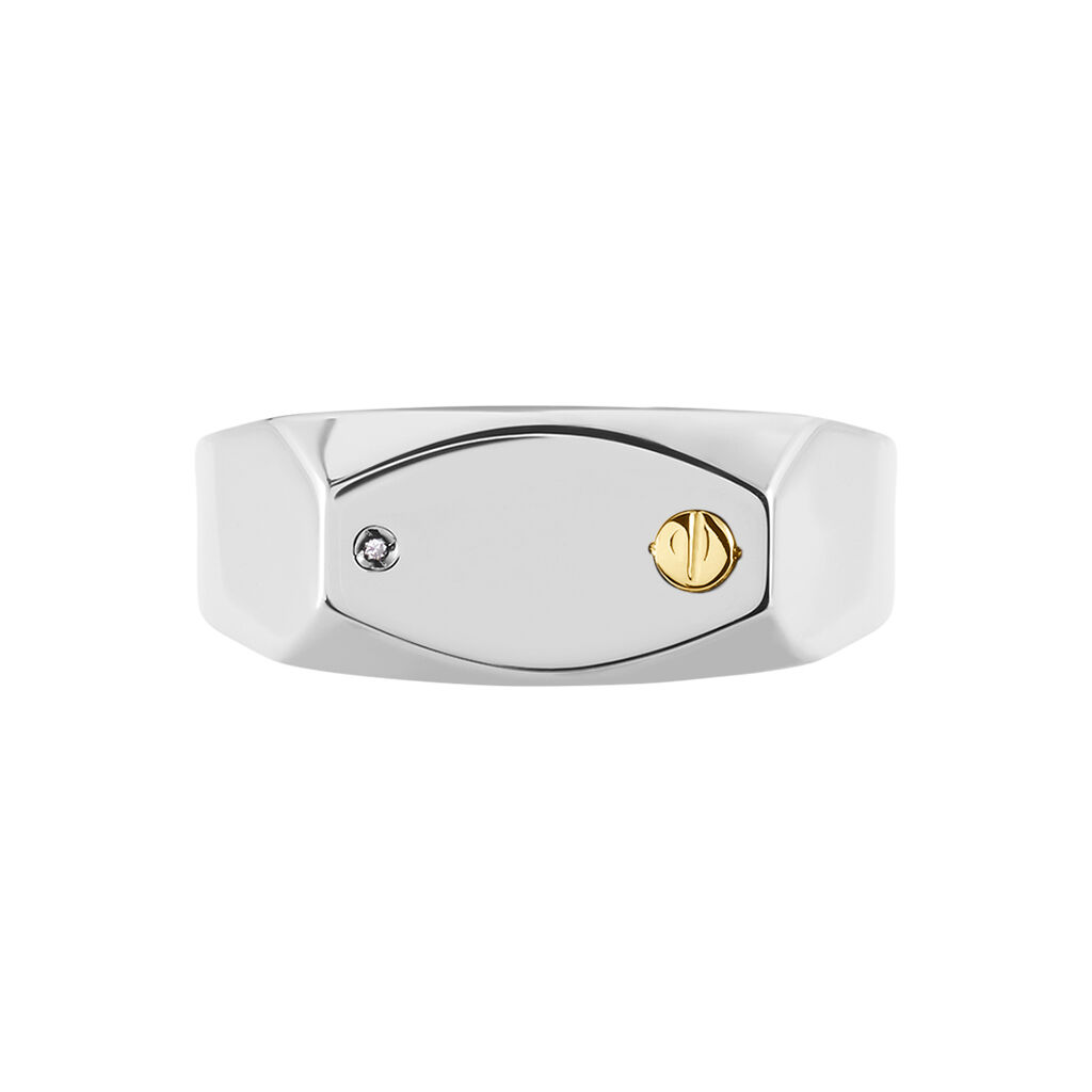 Chevalière Jourdan Lord Acier Bicolore Diamant