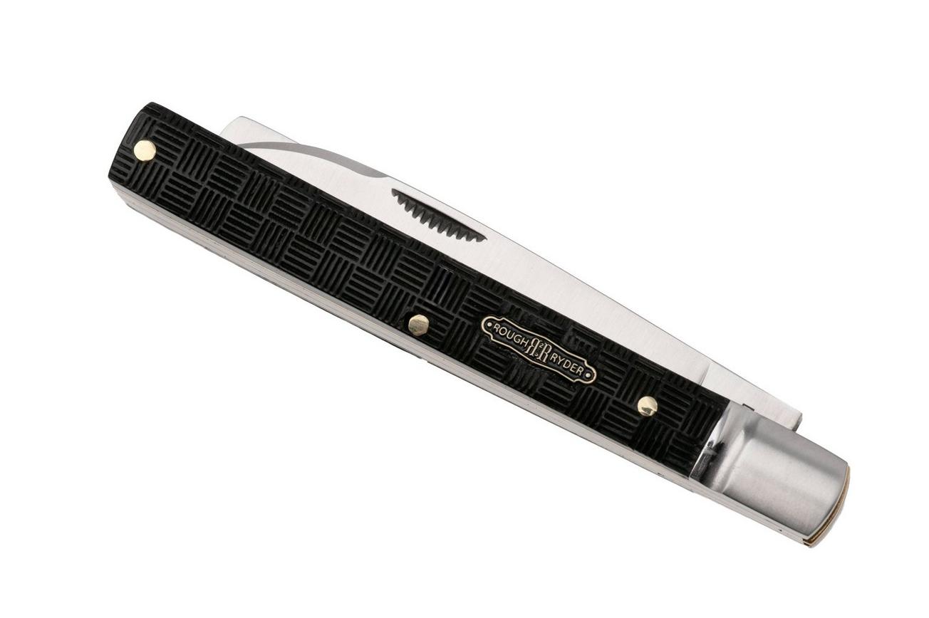 Rough Ryder Black Reserve Doctors Knife RR2562, Satin 440A, Textured Pakkawood, zakmes