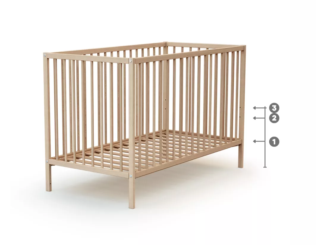 Lit bébé 60x120 hêtre brut