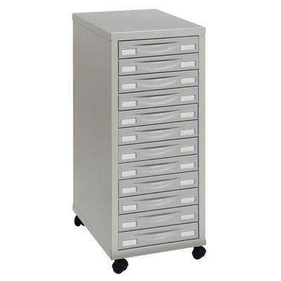 Module de rangement à roulettes 12 tiroirs - gris
