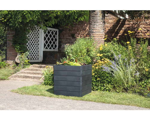 Klassieke verhoogde tuinbak GARANTIA ERGO Quadro L 75 incl. Flora waterbesparend systeem 80 x 80 x 75 cm steen
