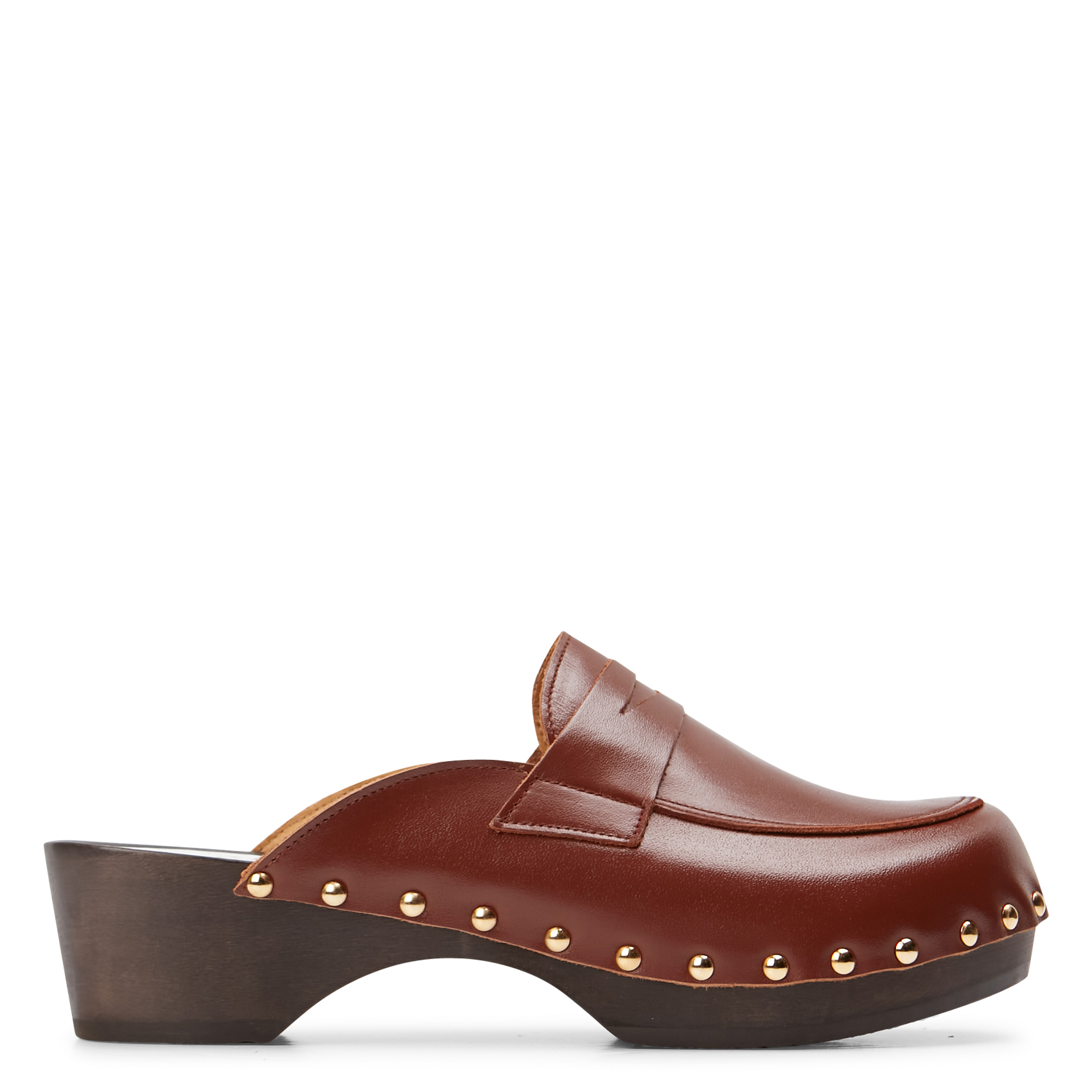 YOOCKI - Sabots mocassins à clous en cuir | Marron
