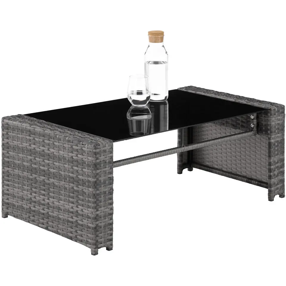 tectake - loungeset Lucca - 1 bank/2 stoelen/1 tafel - grijs