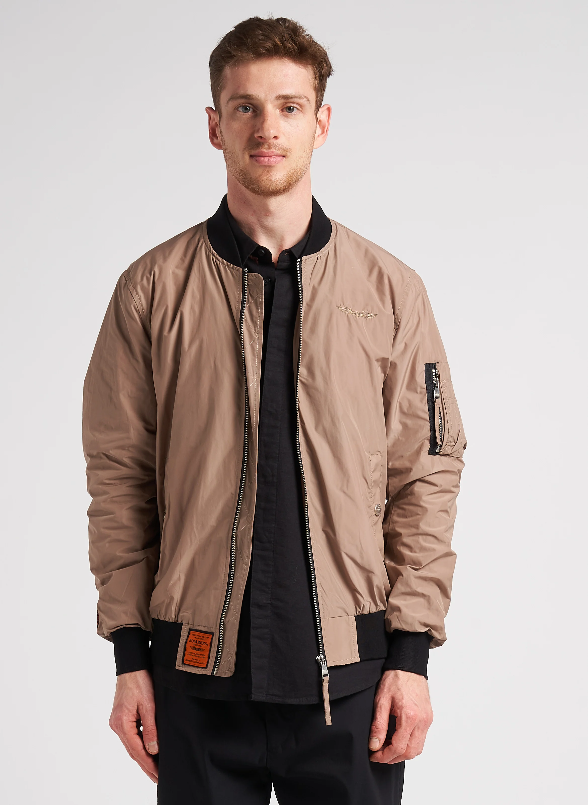 MA1 - Bomber col teddy regular-fit zippé | Beige