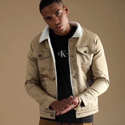 Veste Jean Super Skinny Fit Col Mouton 7001 Camel Clair