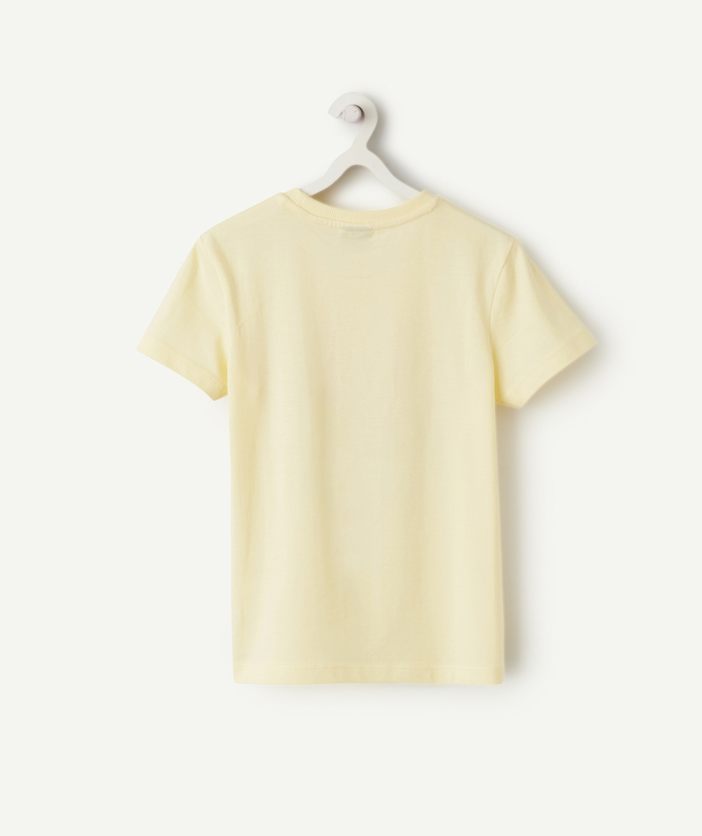 t-shirt manches courtes garçon en coton bio jaune motif hawaii