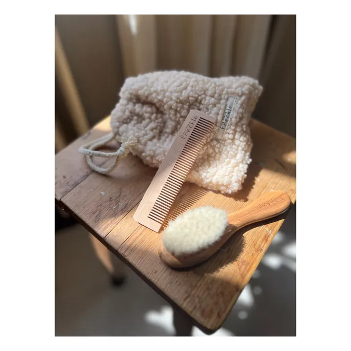 My Little Freckle Set Brosse à Cheveux + Peigne + Pochon Sherpa | Beige