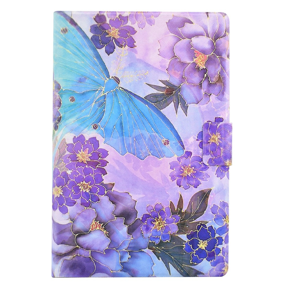 Samsung Galaxy Tab A9 Leder Tasche Flip Cover - Pfingstrosen & Schmetterling