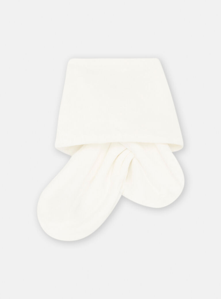 Echarpe écru motif chat pour bébé fille
