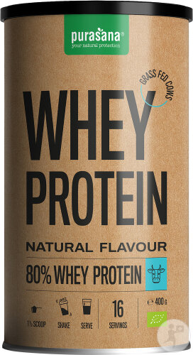 Purasana Protéines Whey 80% Goût Naturel Bio Poudre 400g