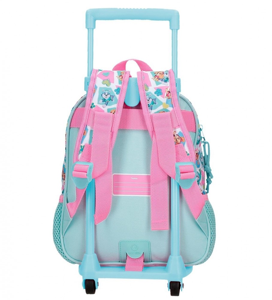 Mochila pré-escolar Joumma Bags Paw Patrol Friendship Fun 28cm com rodinhas turquesa